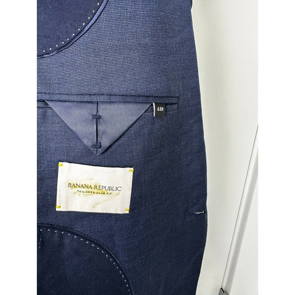 Banana Republic Men’s 44R Blue Wool Blazer Italian Fabric Stretch Sport Coat